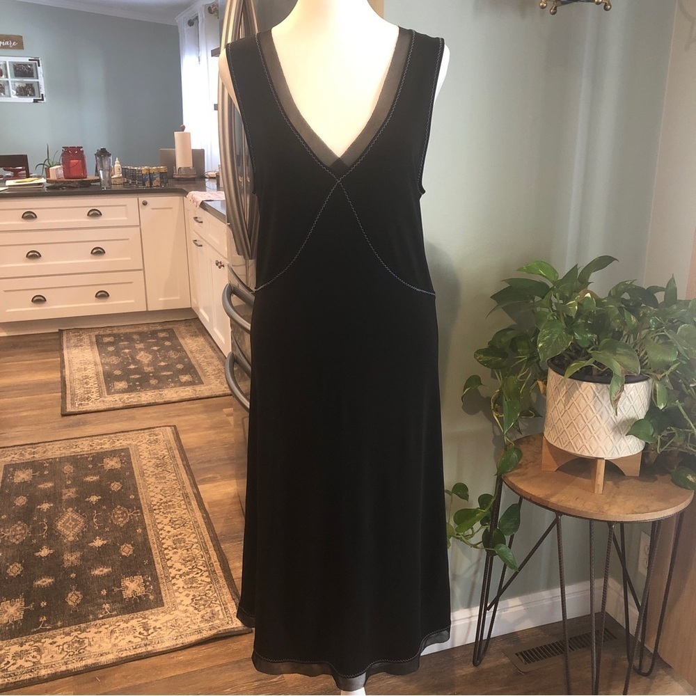 J. Jill Lace Trimmed Baby Doll Slip Dress Womens M Black Midi Fairy Witchy Goth